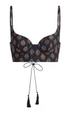 Etro Printed Wool-cotton Bustier Top In Black