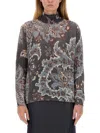Etro Grey Floral Print Knitted Wool Sweater