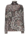 Etro Grey Floral Print Knitted Wool Sweater