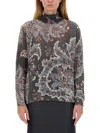 Etro Grey Floral Print Knitted Wool Sweater In Multicolour