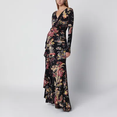 Etro Printed Wrap Jersey Maxi Dress In Multi
