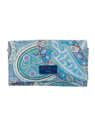 Pre-owned Etro Printed Wristlet In Blue