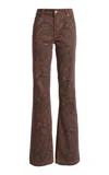 Etro Printeed Stretch-denim Flared Jeans In Brown