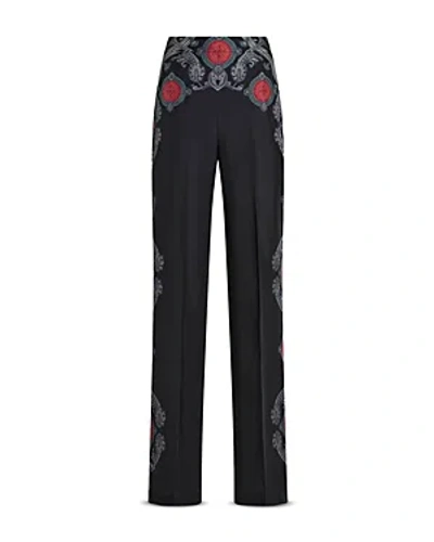 Etro Pull On Medallion Print Silk Pants In Black