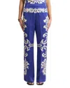 Etro Pull On Pants In Print On Blue