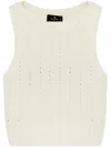 Etro Ivory Knitted Crop Top With Openwork Pattern In Neutrals