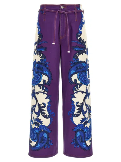 ETRO PURPLE JEANS MAXI PAISLEY