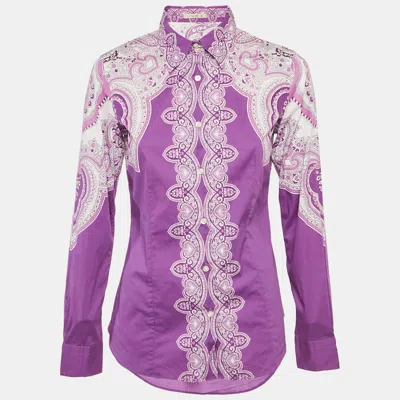 Pre-owned Etro Purple Paisley Print Cotton Shirt M
