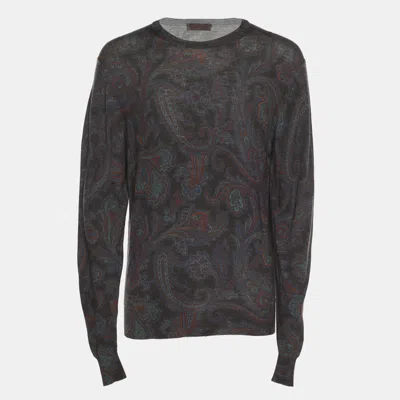 Pre-owned Etro Purple Paisley Print Wool Blend Sweatshirt M
