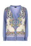 Etro Cardigan In Misto Cotone Ceruleo  Donna In Blue