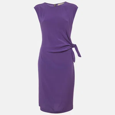 Pre-owned Etro Purple Silk Chiffon Draped Tie Mini Dress M