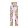 Etro Floral High-rise Silk Wide-leg Pants In Purple