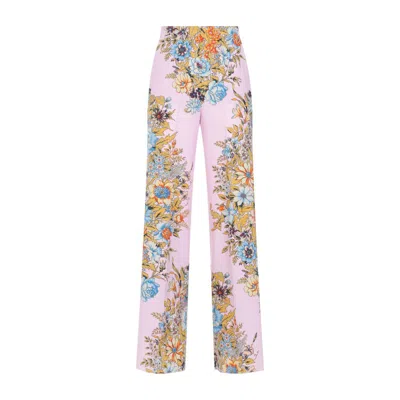 Etro Purple Silk Pants In Pink & Purple