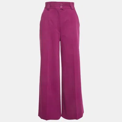 Pre-owned Etro Purple Stretch Cotton Wide Leg Trouser S