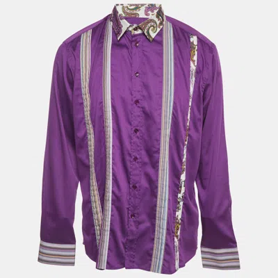 Pre-owned Etro Purple Striped Cotton Pin Tucked Luca Shirt Xxl