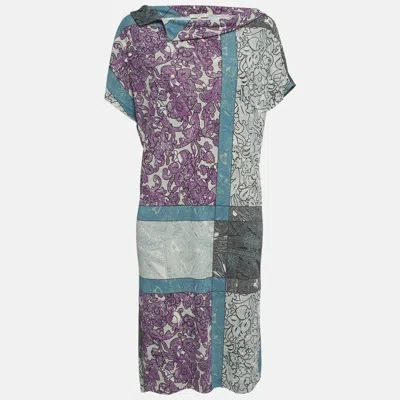 Pre-owned Etro Purple/blue Paisley Print Jersey Short Dress M