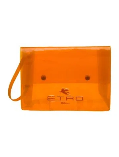 Pre-owned Etro Pvc Clutch In Orange