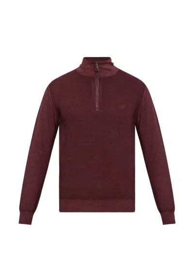 Etro Quarter-zip Wool Sweater In Burgundy