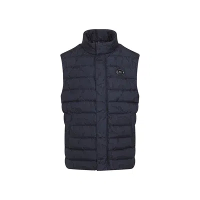 Etro Quilted Blue Waistcoat With High Collar In Black