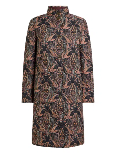 Etro Quilted Floral Paisley-motif Coat In Multi
