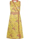 Etro Quilted Floral-print Midi Dress In Gelb