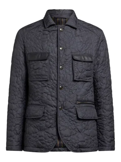 Etro Quilted Short Jacket In Blue