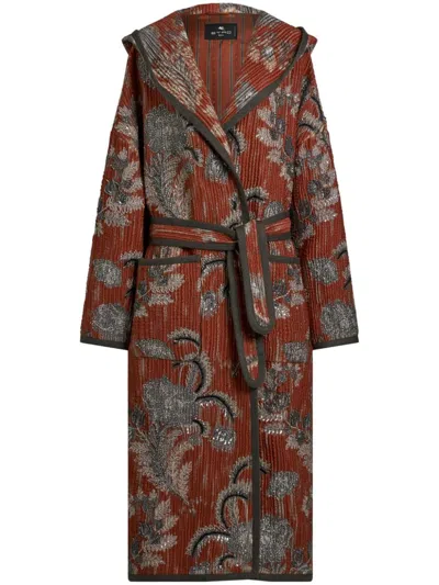 Etro Quilted Jacquard Coat In Multicolor