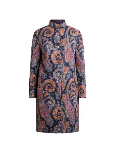 Etro Quilted Paisley Coat In Multi