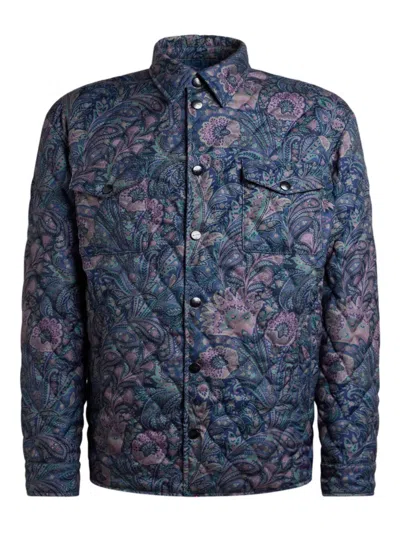 Etro Quilted Paisley Jacket In Blue