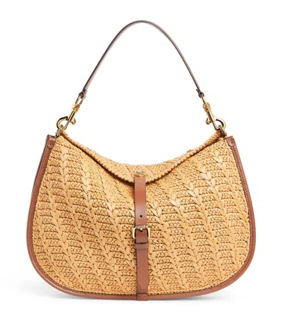 Etro Raffia Pony Shoulder Bag In Neutral