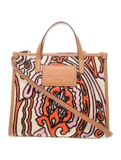 Pre-owned Etro Raffia Shoulder Bag In Multicolor