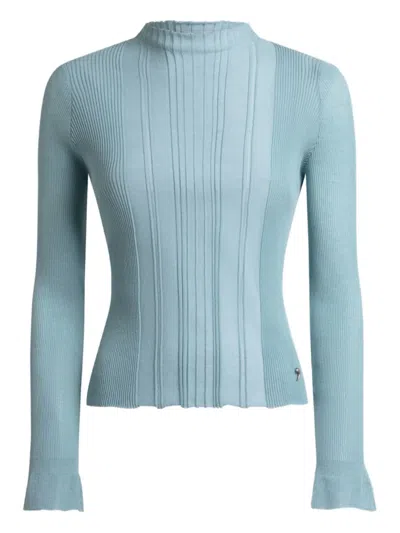 Etro Raised-collar Jacquard Sweater In Blue