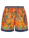 Etro Paisley Print Shorts Contrasting Hem Design In Orange