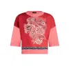 Etro Bandana Print Silk Knit Combo Sweater In Print Floral Red