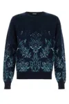 Etro Floral Jacquard Wool Sweater In Blue
