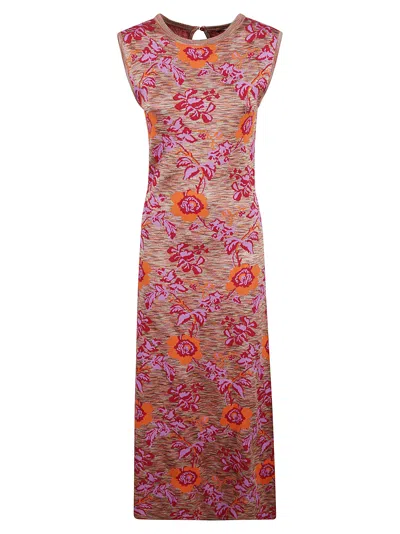 Etro Rear Keyhole Sleeveless Long Printed Dress In Pink/multicolor