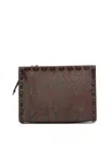 Etro Rectangular Bordeaux Clutch With Paisley Pattern In Gray