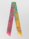 Etro Rectangular Scarf Nylon Silk Paisley Pattern In Multi