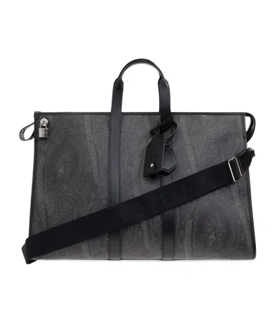 Etro Rectangular Travel Bag In Black
