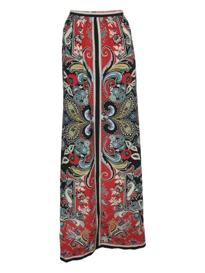 Pre-owned Etro Paisley-print Maxi Skirt In Red