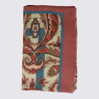 Etro Red And Beige Wool Scarves In Sand