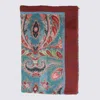 Etro Wool And Cashmere Scarf With Placed Print In Blue
