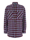 Etro Red And Light Blue Overshirt With Check Motif In Multicolor