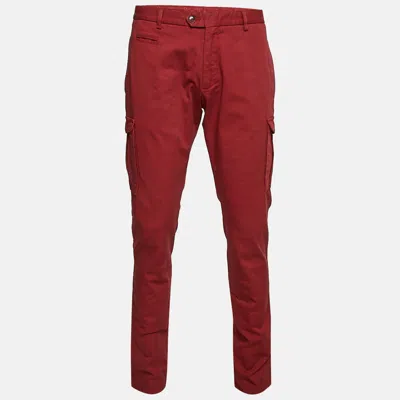 Pre-owned Etro Red Cotton Cargo Pants Xl/waist 36"