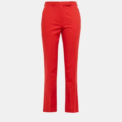 Pre-owned Etro Red Cotton Skinny Leg Trousers M (it 44)