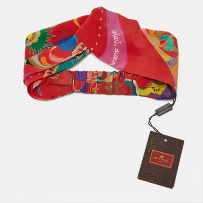 Pre-owned Etro Red Floral Print Silk Headband