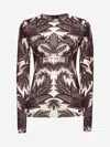 Etro Red Frog Motif Flocked Tulle Top
