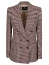 Etro Structured Houndstooth Jacket With Button Detailing In Red