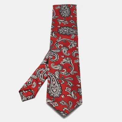Pre-owned Etro Red Paisley Jacquard Silk Classic Tie