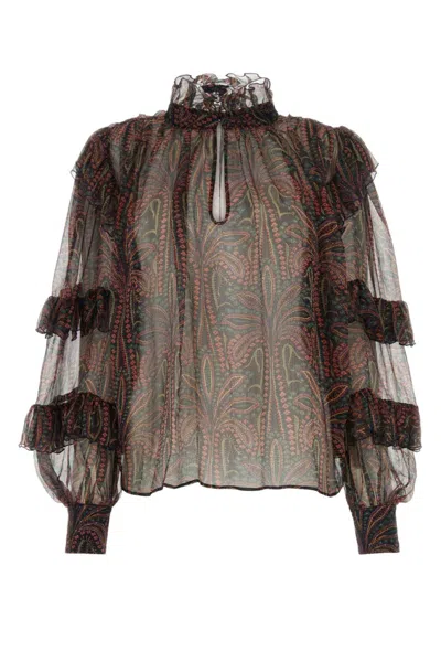ETRO RED PRINTED BLOUSE TOP